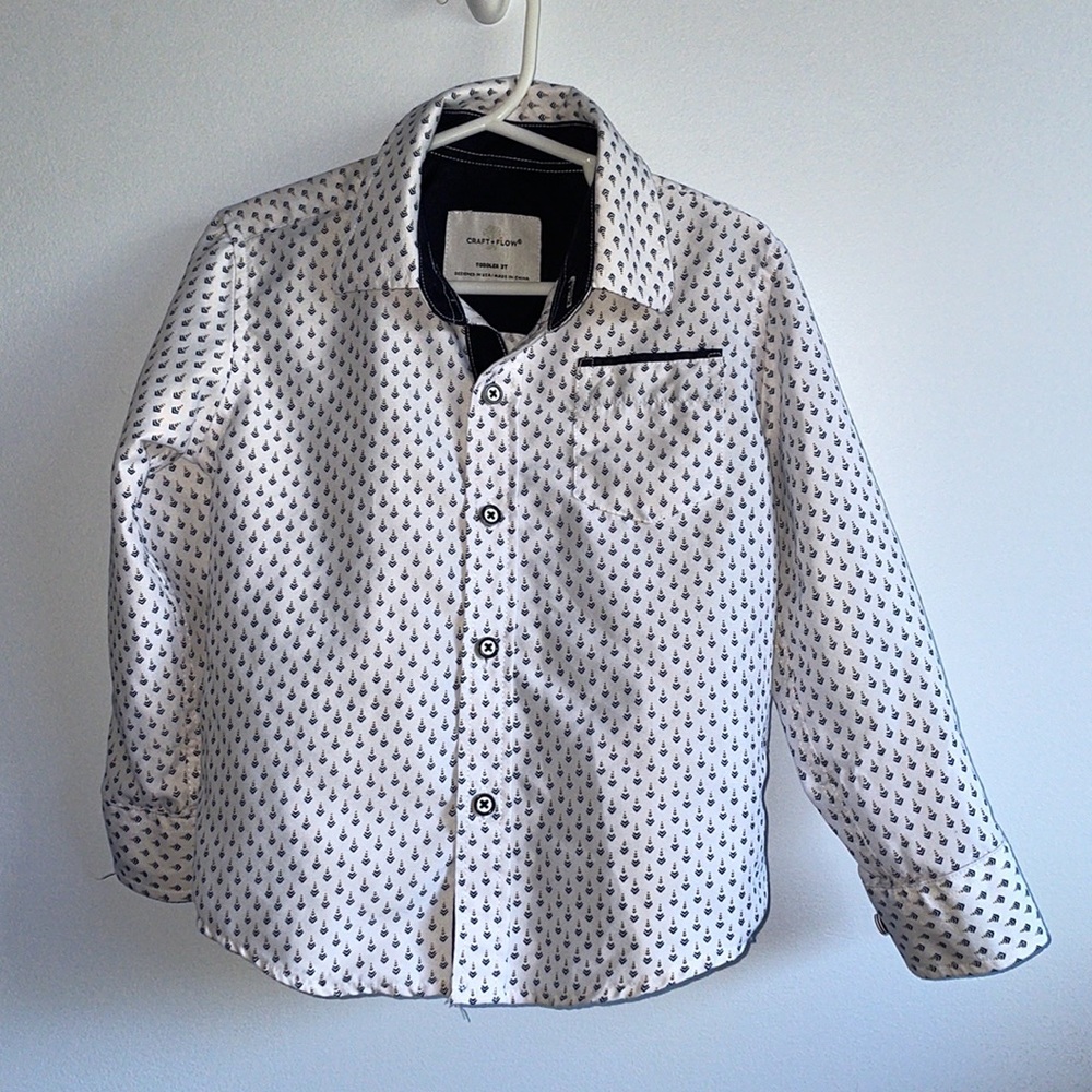 Craft + Flow Toddker Boys Button Down Long Sleeve 3t